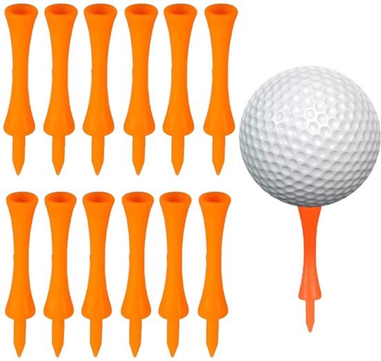 Golftees 70 Stuks 70 mm - Kunststof - Herbruikbaar - Oranje - Lichtgewicht - Trapeziumvormige Structuur - Golfthee