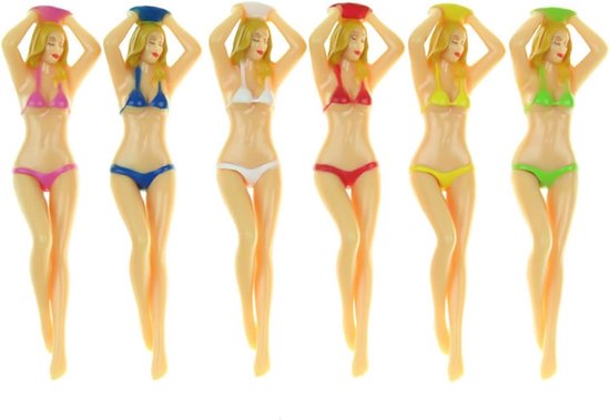 Golftees 76 mm - Set van 6 gekleurde bikinitees - Leuke golfaccessoires voor dames - Samen plezier met vrienden - SnelShoppen