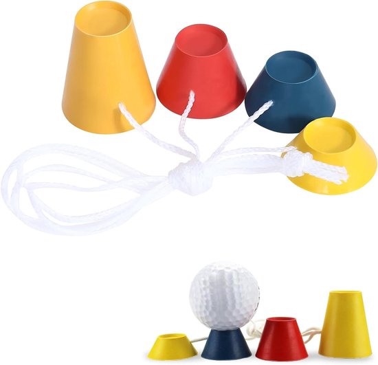 Golftees Rubber - Winter Tees Kunststof Tees - Golfen Buiten - Verschillende Hoogtes - 4 Stuks - Geel Rood Blauw