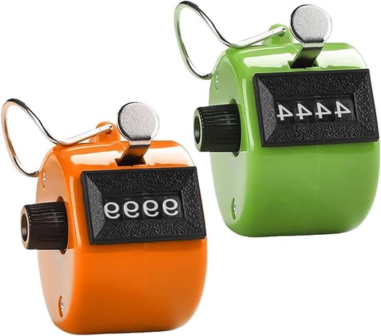 Golfteller - Hoeveelheidsteller Rondeteller - Sport Score Bijhouden - Mechanische Metaalteller - 4-cijferig - Oranje Groen