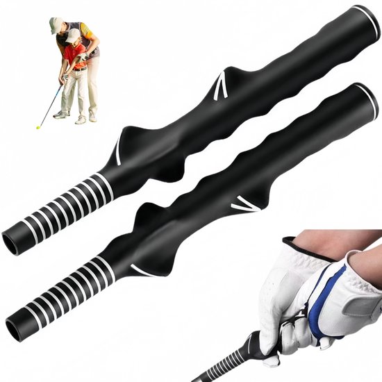 Golftraining-grip (2-delige set: rechter- & linkerhand) – Hulpmiddel voor golfswingtraining – Golftrainingshulpmiddel, houdingscorrectie, oefenen van uitlijning – Grip voor golfswing – Grip-oefening voor beginners – Grip-trainer voor golfclubs