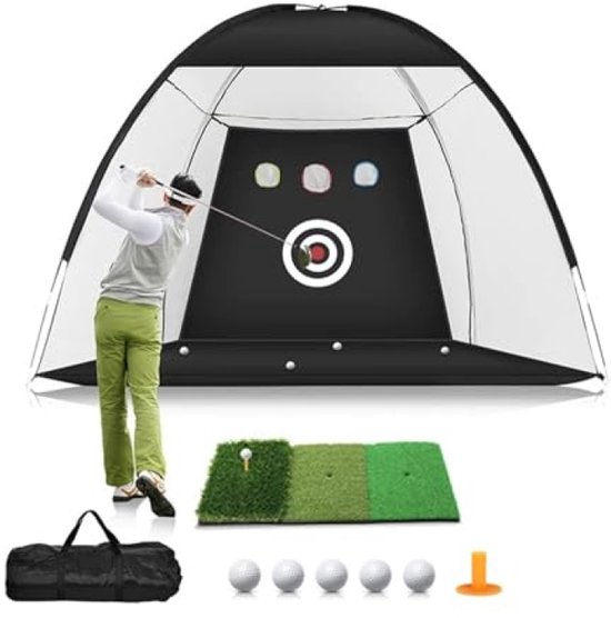 Golftrainingsnet 3x2 meter met oefenmat - Verbeter je chipping en swing nauwkeurigheid