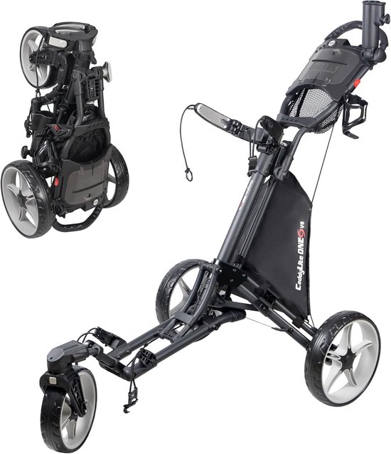 Golftrolley 3-wiel - Golfkar - Golfen op de baan - 360 graden zwenkwiel - Inklapbaar - Zwart