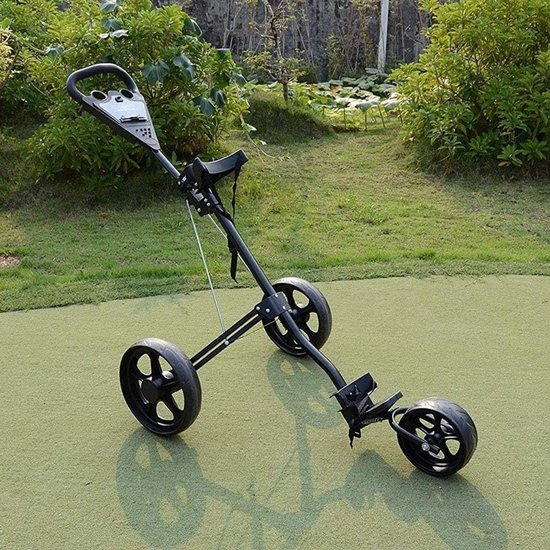 Golftrolley 3 wiel - Golfkar - Golfsport - Opvouwbaar - Compact - Zwart
