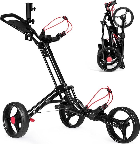Golftrolley 3-wiel - Golfkar Opvouwbaar - Golfen Ondersteunen - Verstelbare Handgreep - 15 kg Draaglast - Zilver