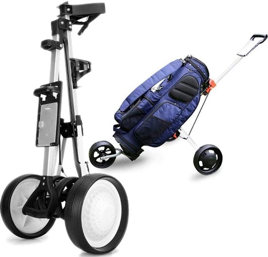 Golftrolley 3 wiel - Golfkar Opvouwbaar - Golfen op de baan - In twee stappen inklapbaar