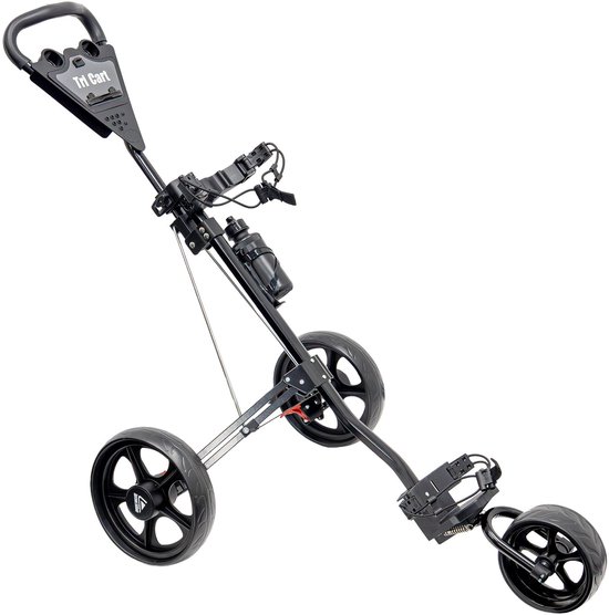 Golftrolley 3-Wiel - Verstelbaar Handvat - Lekvrije 11 Inch Wielen - Licht Duwsysteem - Zwart
