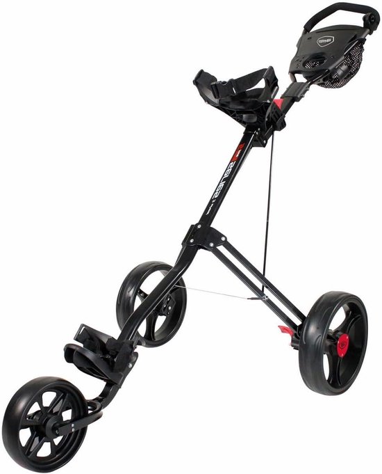Golftrolley 3 wielen - Golfkar - Golfbaan transport - Eenvoudig klapsysteem - 89 x 39 x 52 cm - Zwart