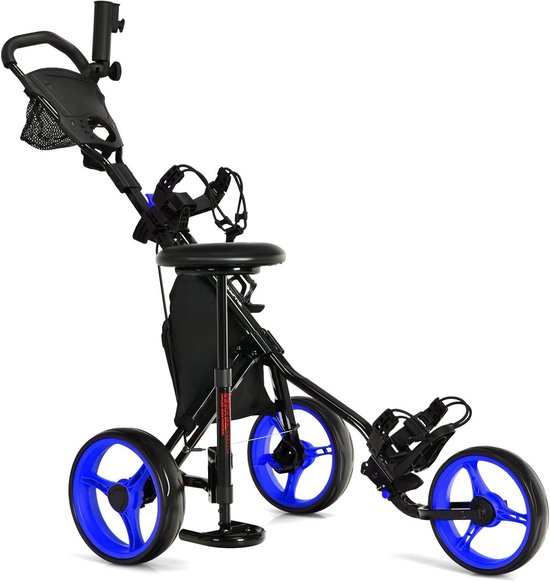 Golftrolley 3 Wielen - Golfkar Golfcaddy - Golfen Makkelijker Maken - Met Voetrem Scorebord