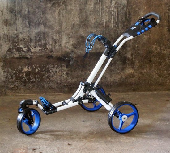 Golftrolley - Golfkar - Baan vervoeren - 360 graden voorwiel - 74 x 30 x 30 cm - Blauw wit