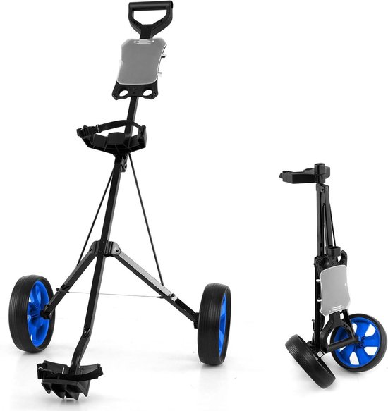 Golftrolley - Golfkar - Golfen - Inklapbaar ontwerp - 142 x 67 x 112 cm - Blauw