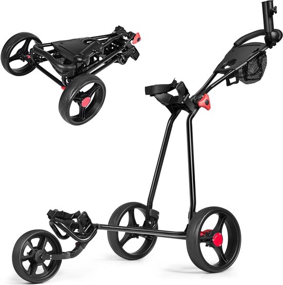 Golftrolley - Golfkar Golfwagen - Golfen op de baan - Inklapbaar ontwerp - 915 x 60 x 1295 cm - Zwart