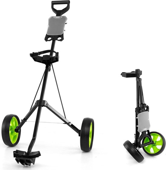 Golftrolley - Golfkar Golfwagen - Golfen - Opvouwbaar Ontwerp - 142 x 67 x 112 cm - Groen