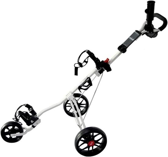 Golftrolley - Golfkar Push trolley - Golfen op de baan - Quickfold technologie - Eén maat - Wit