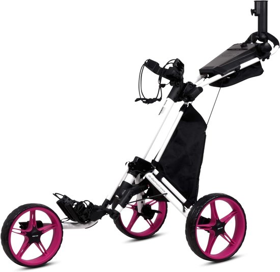 Golftrolley Inklapbaar - Push Trolley - Golfen Met Gemak - Sterk Aluminium Frame - Tot 25 kg - Wit Roze
