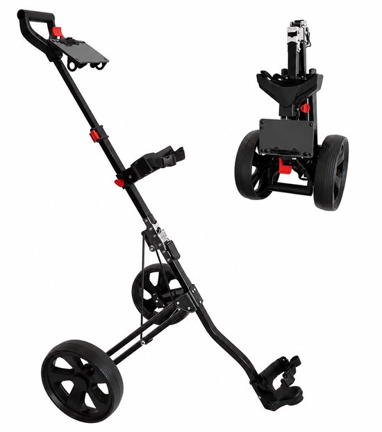 Golftrolley – Ultralicht 3 kg – Compact Inklapbaar – 2 Wielen – Verstelbare Handgreep 90–110 cm
