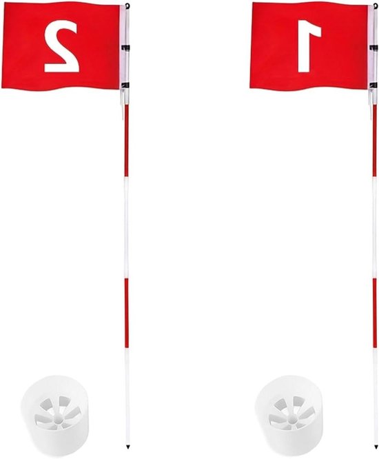 Golfvlaggenstok en vlag - Golf oefen set - Golfvaardigheden verbeteren - Draagbaar 5-delig ontwerp - Onbekend - Zwart en rood