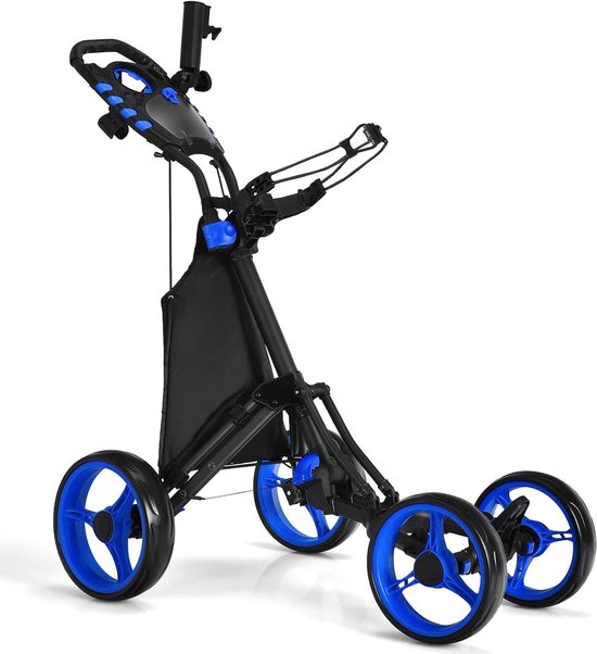 Golfwagen 4 Wielen - Golftrolley Opvouwbaar - Golfen Gemakkelijk Maken - Lichtgewicht Aluminium Frame