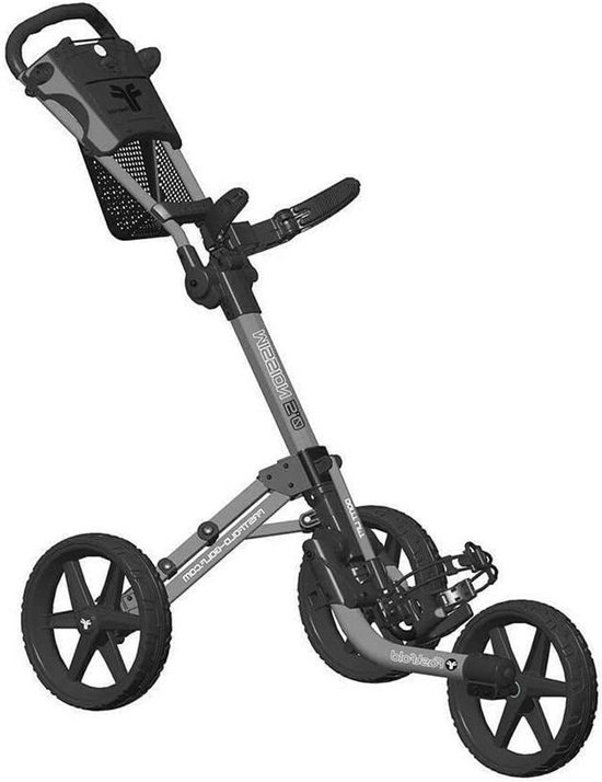 Golfwagen - Golfkar - Golfbaan - Eenvoudig vouwsysteem - 3 wielen - Mat grijs zwart