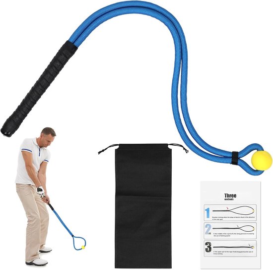Gosknor Golf Rope Swing Trainer, Professioneel Draagbaar Golf Rope Swing Trainingshulpmiddel met Opbergtas Warming-Upuitrusting voor Golfers Krachtbeheersing en Snelheidsverbetering (Blauw) van Merkloos