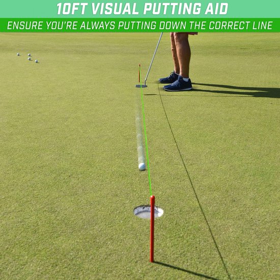 GoSports Down The Line 10ft Putting String Guide - Golf Alignment Training Aid, Master Straight en Breaking Putts - ShopVlot