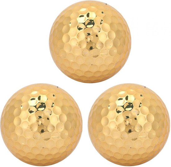 Gouden Golfballen voor Buitenactiviteiten, Set van 3 Stuks, Rubber Golfballen voor Training en Sport, Perfect voor Lange Afstanden en Oefeningen