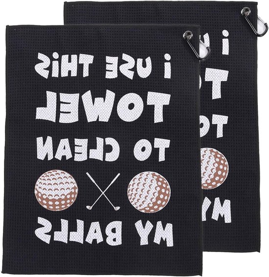 Grappige Golf Handdoeken Set van 2, Ideaal voor Schoonmaken van Golfballen, Golfaccessoires met Clip voor Golftassen, Perfect Cadeau voor Mannen en Golfvrienden van Merkloos