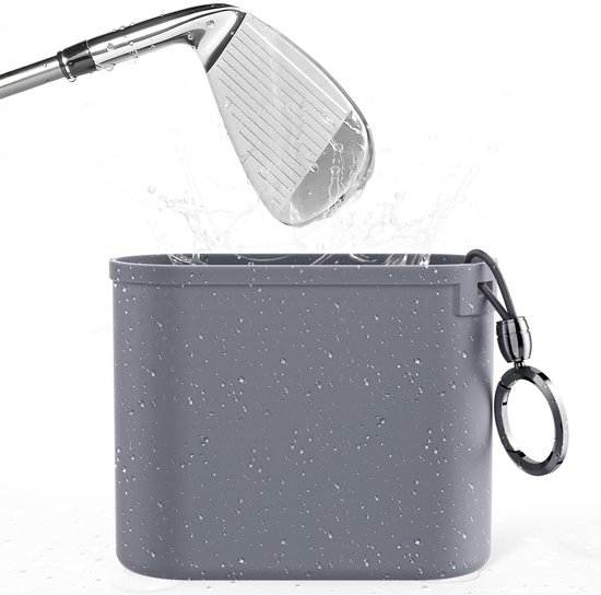 Grijze reinigingszak voor golfclubs en ballen - Verwijderbare clip, siliconen golfclubreiniger voor het reinigen van groeven - Reiniger voor golfballen voor eenvoudig reinigen - Accessoires voor golfclubtassen