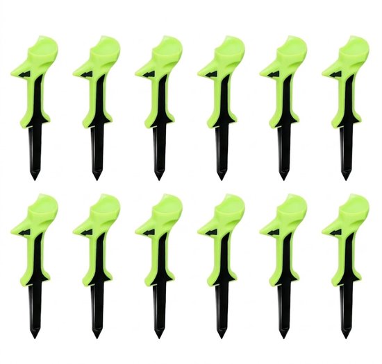 Groene plastic golf tees 12 stuks – golf tees met laag weerstand ontwerp – herbruikbare golf tee – duurzame golf accessoires – geschikt voor training en golfspel
