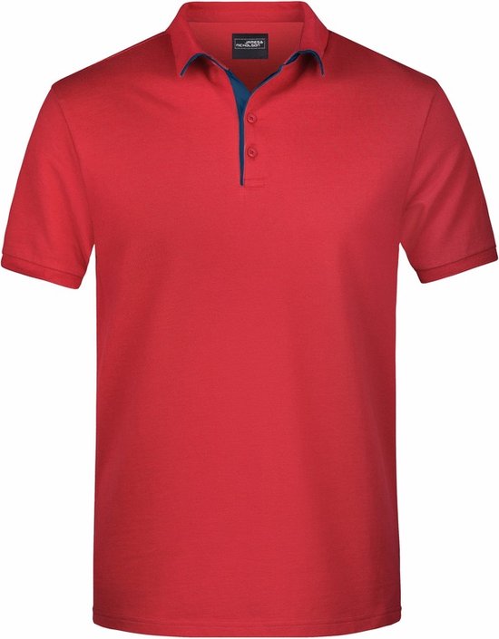 Grote maten polo shirt Golf Pro premium rood/navy voor heren - Rode plus size herenkleding - Werk/zakelijke polo t-shirts 3XL van Golf Pro