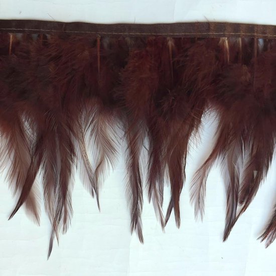 Haan hackle veer franje trim voor Custume jurk decoratie pakket van 5 meter (bruin)