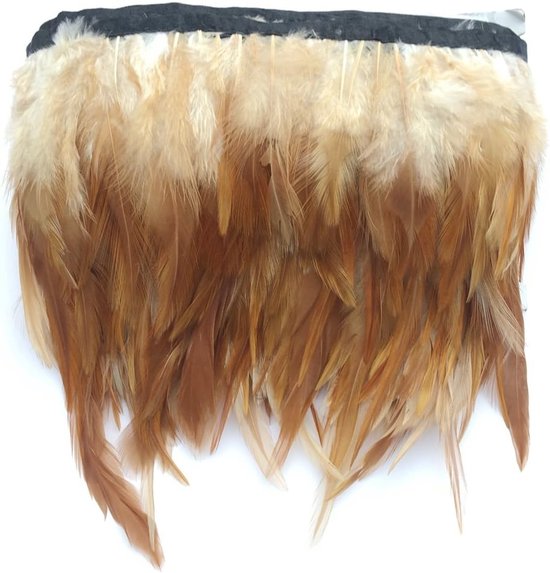 Haan hackle veer franje trim voor Custume jurk decoratie pakket van 5 meter (natuurlijk)