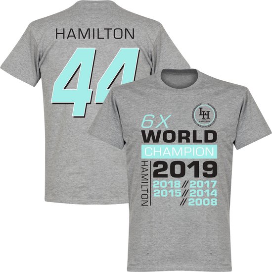 Hamilton 44 6x Wereldkampioen T-Shirt - Grijs - L van Hamilton
