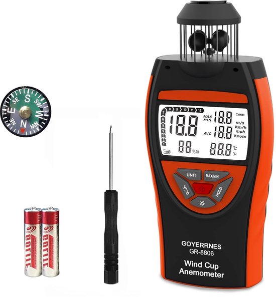Handheld Digitale Anemometer voor Windsnelheid en Temperatuurmeting van Merkloos