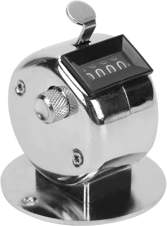Handmatige 4-Bit Tellingsteller met Bevestigingsvoet, Draagbare Mechanische Klikker voor Sport, Golf, Hardlopen en Roeien, Tot 9999 Tellingen