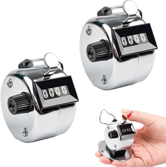 Handmatige Telmachine, 2 Stuks, Metalen Klikker, 4-Cijferige Tel voor Sport, Breien en Coaching, Perfect voor Fitness en Training
