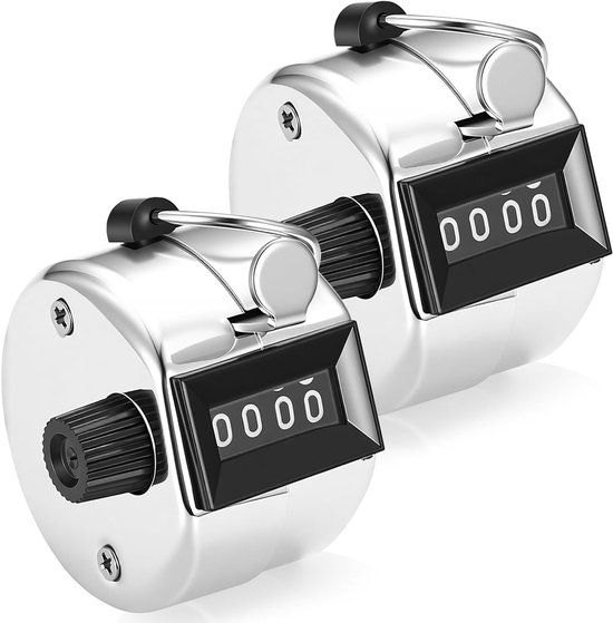 Handmatige Telmachine, 4 Digitale Telknop, Mechanische Telmechanisme voor Sport, School en Golf, Set van 2 Stuks, RVS en Duurzaam van Merkloos