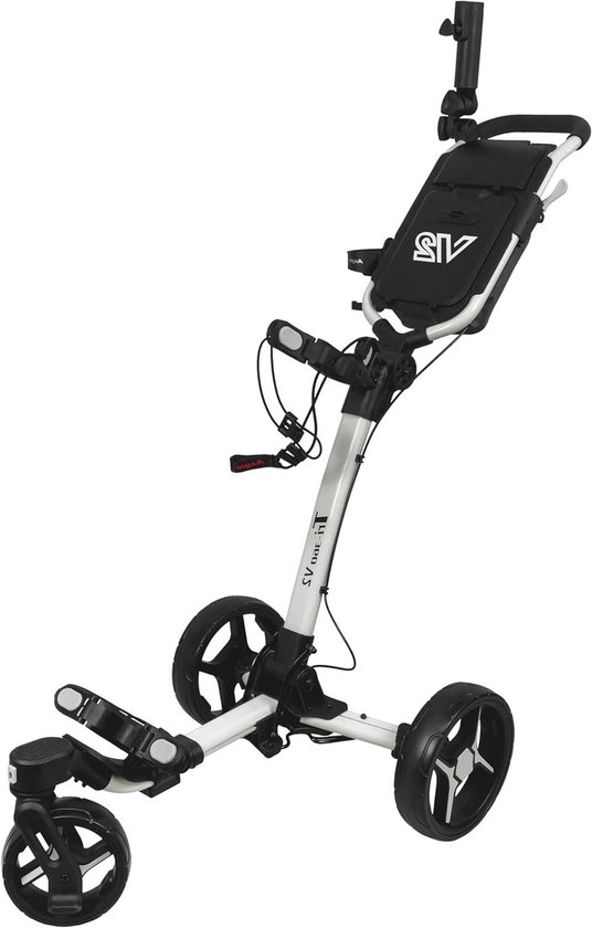 Handwagen met 3 wielen - Golftrolley - Golfen - 360 graden voorwiel - 35 x 28 x 65 cm