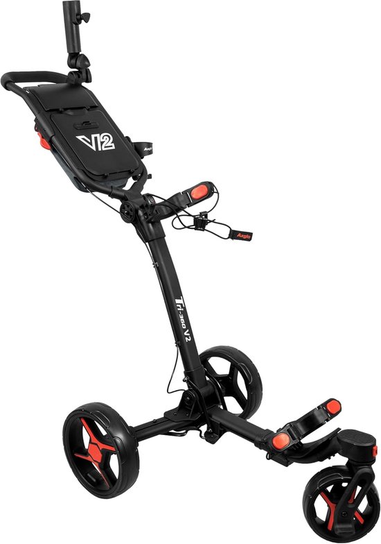 Handwagen met 3 wielen - Golftrolley - Golfsport - 360 graden draaibaar voorwiel - 35 x 28 x 65 cm van Merkloos