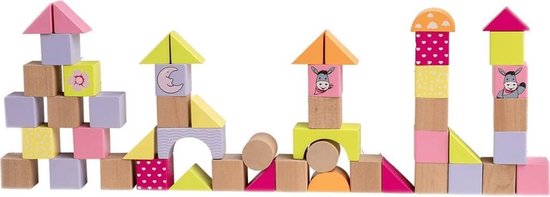 Happy People Speelblokken ezel hout roze paars geel van Happy People