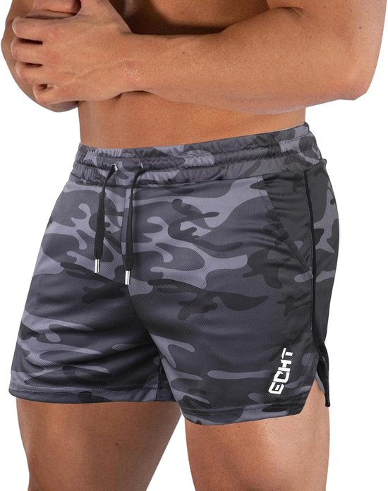 Hardloopshorts L - Grijze camo - Ademend materiaal - Ideaal voor outdoor training - ShopVlot