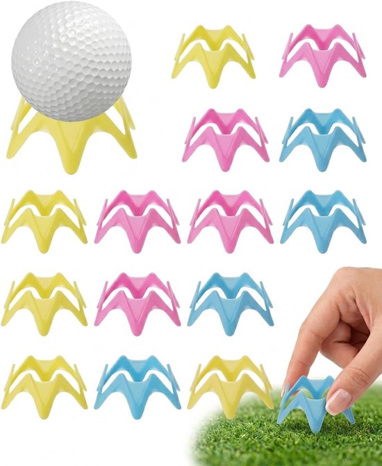 Herbruikbare en duurzame golftees (15 stuks) voor Driving Range en matten, onbreekbaar met hoogtemarkeringssysteem en 4-puntige kop van gerecycled kunststof