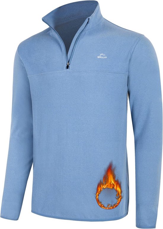 Heren Fleece Trui Halve Rits Lichtgewicht Ademend Thermo Sweatshirt van Merkloos