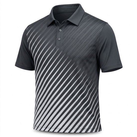 Heren Golfpolo Poloshirt Donkergrijs Grijs Gestreept Korte Mouw Casual Golfshirt Sport Shirt voor Balsporten Maat L van Nivard