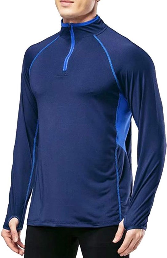 Heren sport kwart ritssluiting - lange mouwen - ademend materiaal - ideaal voor training - ShopVlot