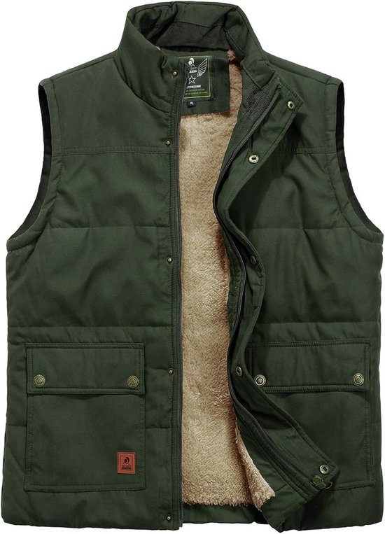 Heren Winter Bodywarmer Fleece Vest Mouwloos Jack met Meerdere Zakken van Merkloos