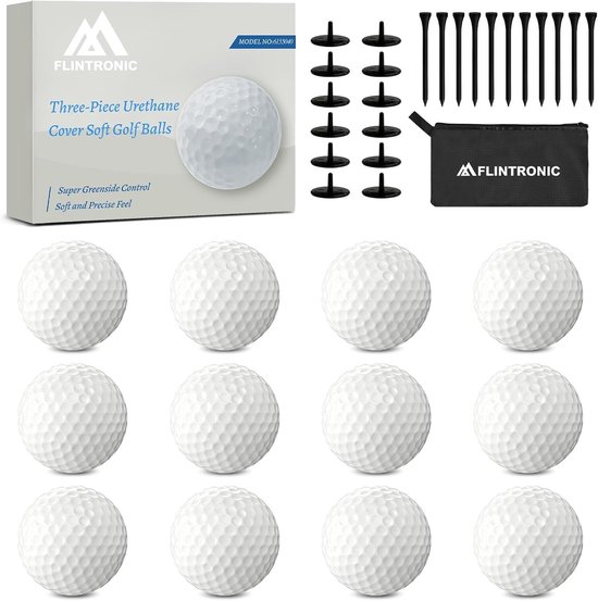Hoge Prestaties Golfballen Set van 12 Stuks met Dynamische Kern voor Afstand en Snelheid, Inclusief Golf Tee, Ballmarkers en Opbergtas