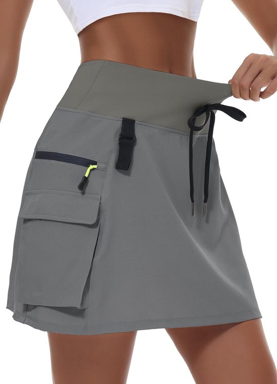 Hoge Taille Cargo Skort Rok voor Dames – Sneldrogend, Comfortabel en Praktisch voor Sport en Vrijetijd van Merkloos