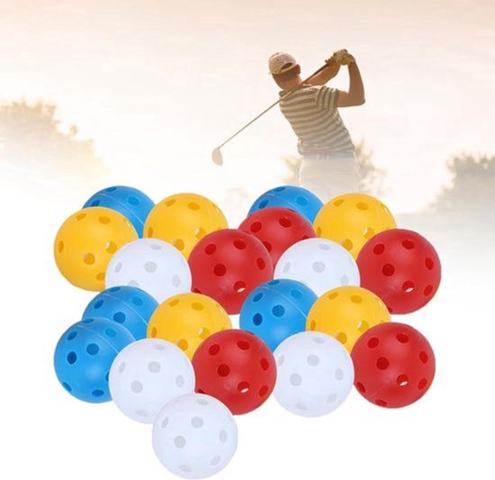 Hollow20 Stks Gemengde Kleur Plastic Luchtstroom Holle Training Golfbal Indoor Sport Praktijk Golf Accessoires van Merkloos