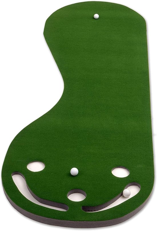 Homeblend Golfmat - Putting Mat - 90x274 cm - 3 Targets - Met Ballenstopper - Golf Oefenmat - Slijtvast Kunstgras met Anti-slip - Golf Accessoires